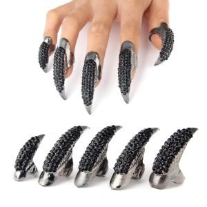 Halloween Costume Claws Fake Nails Ring Set
